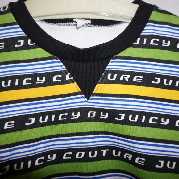 JUICY COUTURE Racer Stripe French terry sweatshirt LARGE relaxed crop B-30 - Picture 3 of 9